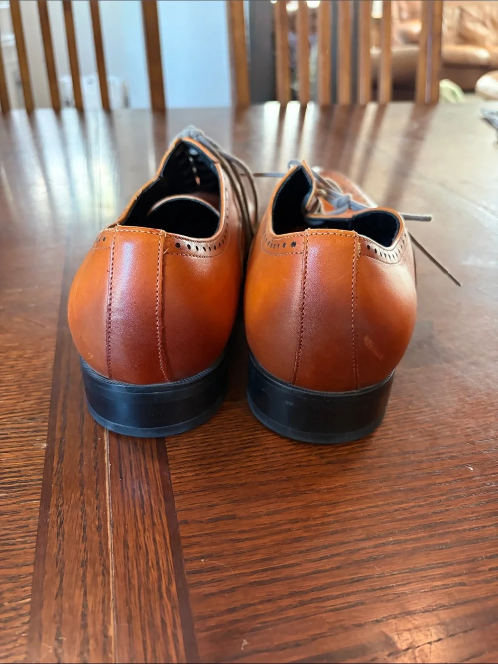 Men's Wingtip Brogue Derby Shoes in Cognac Leather